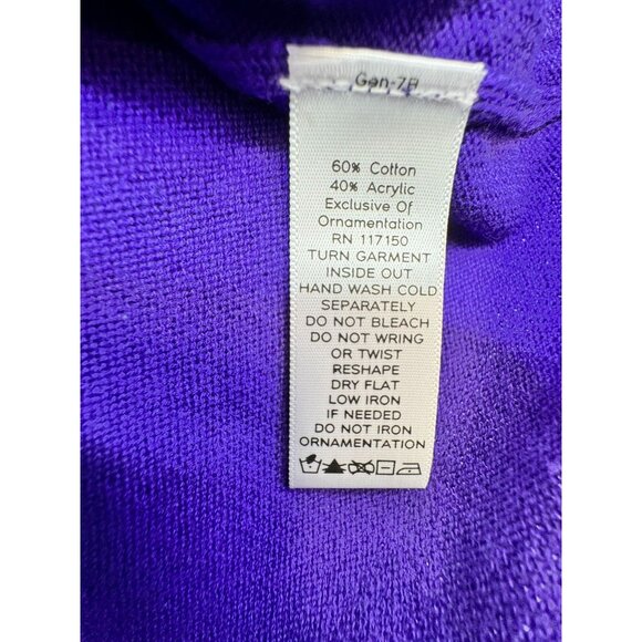 Quacker Factory Womens Embellished Cardigan Sweater Size XL/XXL Purple - Picture 3 of 9